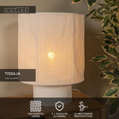 Lucide TISSAJA - Tischlampe - Ø 30 cm - 1xE27 - Weiß | Essential